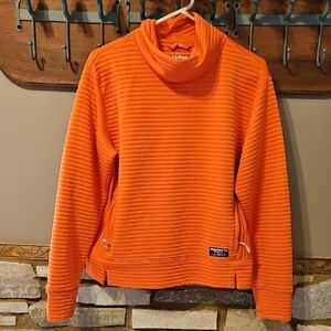 L.L. Bean Ribbed Zipper Pocket Cowl Neck Top Size Medium